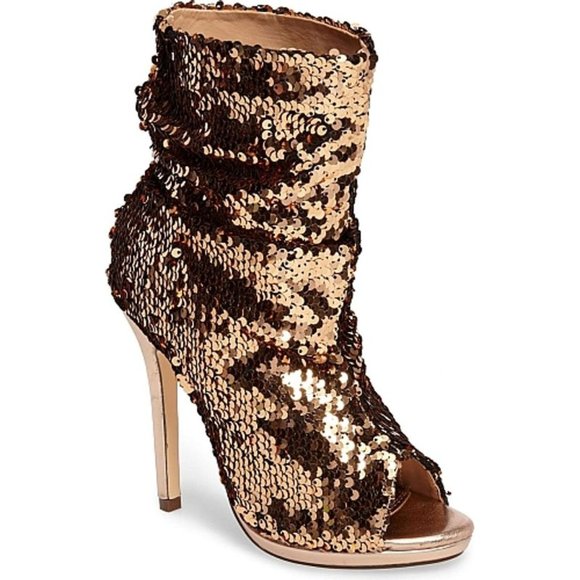 Lauren Lorraine Shoes - Lauren Lorraine Marlow Sequin Peep Toe Boots 11